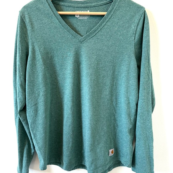 Carhartt long sleeve green nubby T-shirt size large - Picture 1 of 7